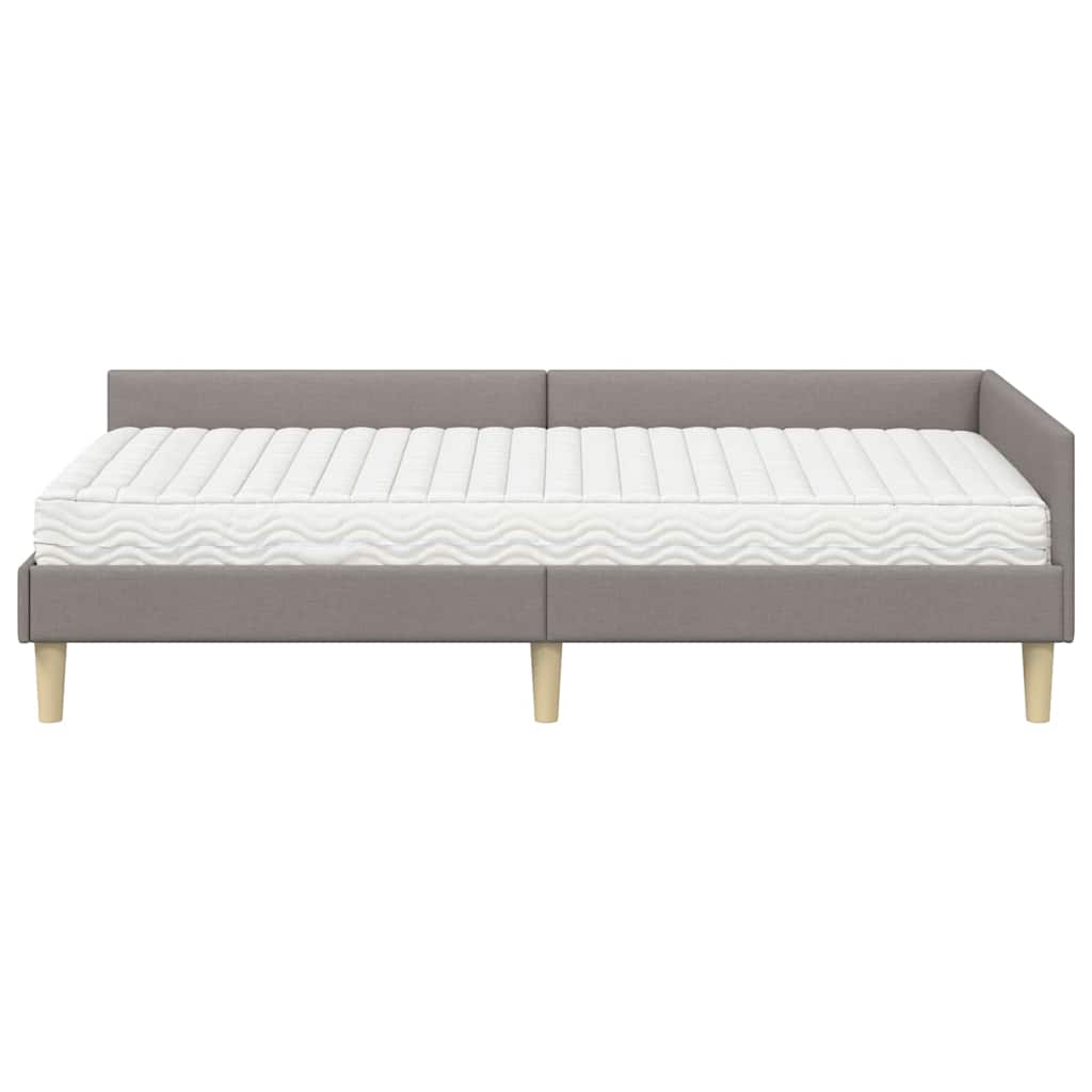 Κρεβάτι γωνίας με στρώμα με στρώμα 2 pcs Taupe ύφασμα