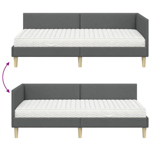 Κρεβάτι γωνίας με στρώμα Άλλο με κεφαλάρι 2 pcs Γκρι ύφασμα - Pakobazaar
