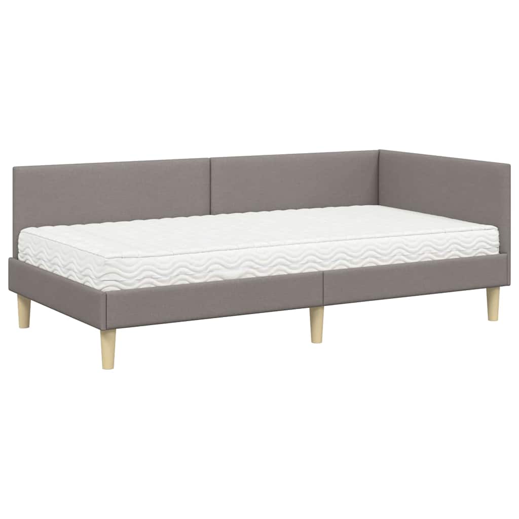 Κρεβάτι γωνίας με στρώμα Άλλο με κεφαλάρι 2 pcs Taupe ύφασμα - Pakobazaar
