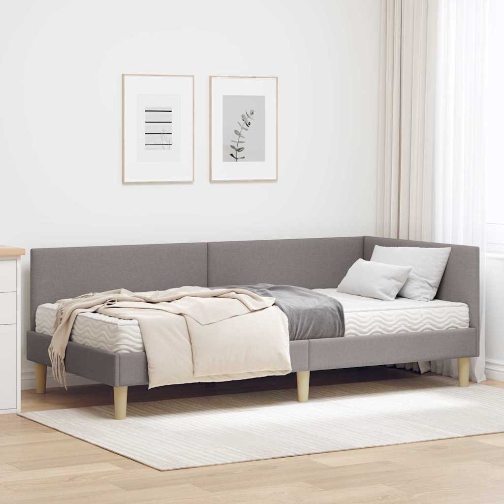 Κρεβάτι γωνίας με στρώμα Άλλο με κεφαλάρι 2 pcs Taupe ύφασμα - Pakobazaar