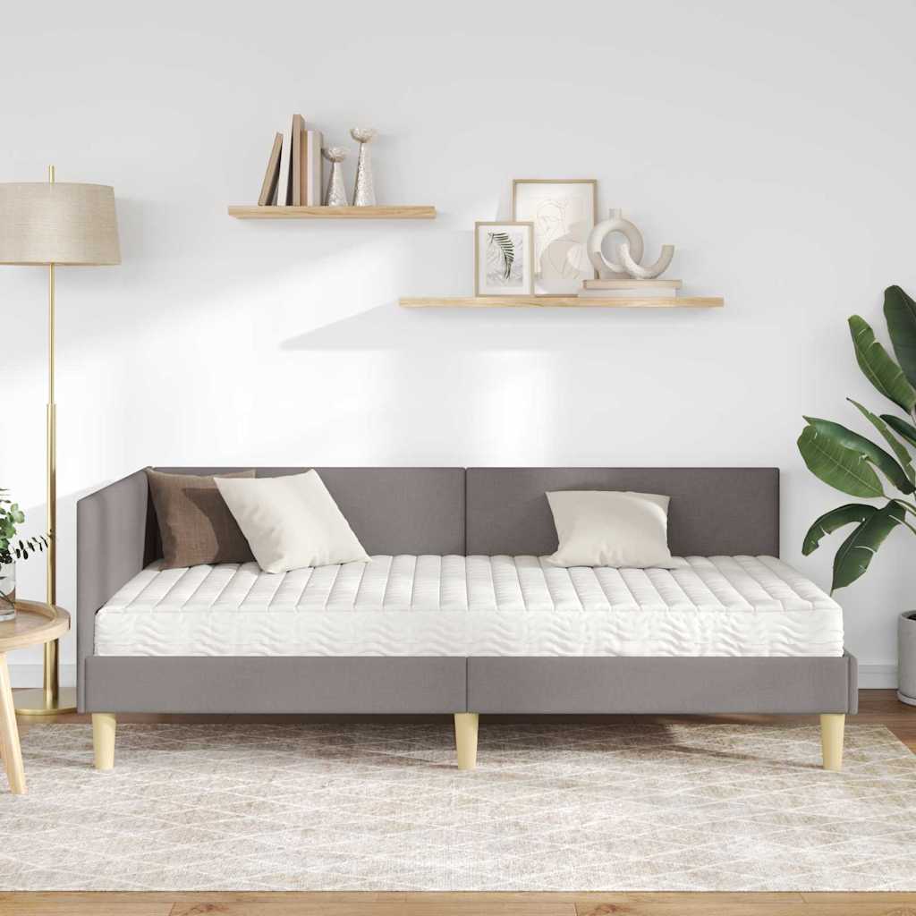 Κρεβάτι γωνίας με στρώμα Άλλο με κεφαλάρι 2 pcs Taupe ύφασμα - Pakobazaar