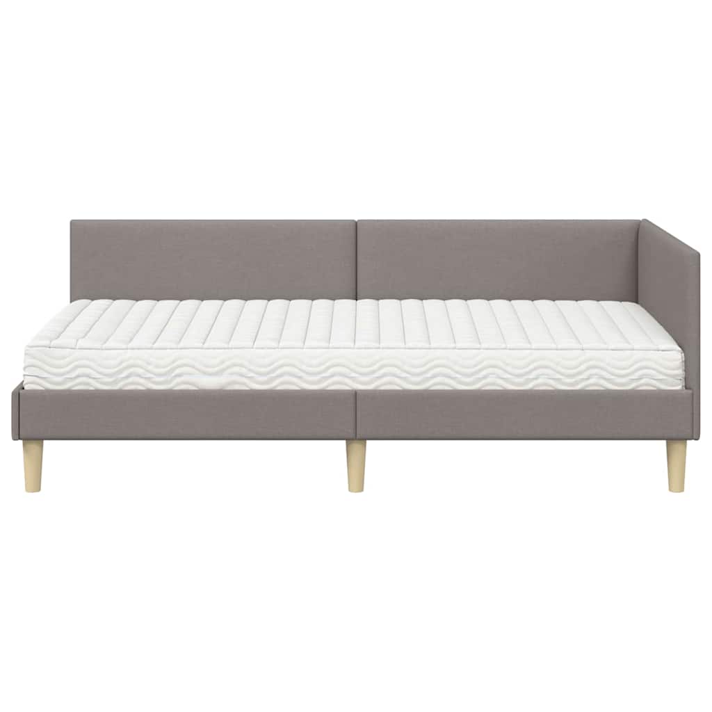 Κρεβάτι γωνίας με στρώμα Άλλο με κεφαλάρι 2 pcs Taupe ύφασμα - Pakobazaar