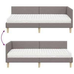 Κρεβάτι γωνίας με στρώμα Άλλο με κεφαλάρι 2 pcs Taupe ύφασμα - Pakobazaar