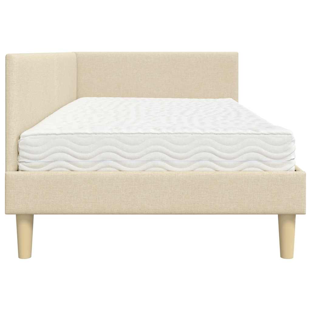 Κρεβάτι γωνίας με στρώμα Άλλο με κεφαλάρι 2 pcs Κρεμ ύφασμα - Pakobazaar