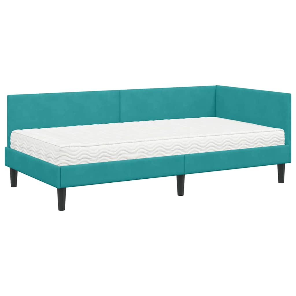 Κρεβάτι γωνίας με στρώμα Άλλο 2 pcs Τιρκουάζ Βελούδο