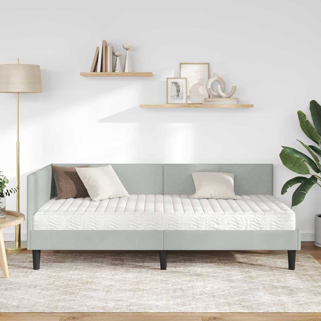 Κρεβάτι γωνίας με στρώμα Άλλο 2 pcs Ανοιχτό γκρι Βελούδο - Pakobazaar