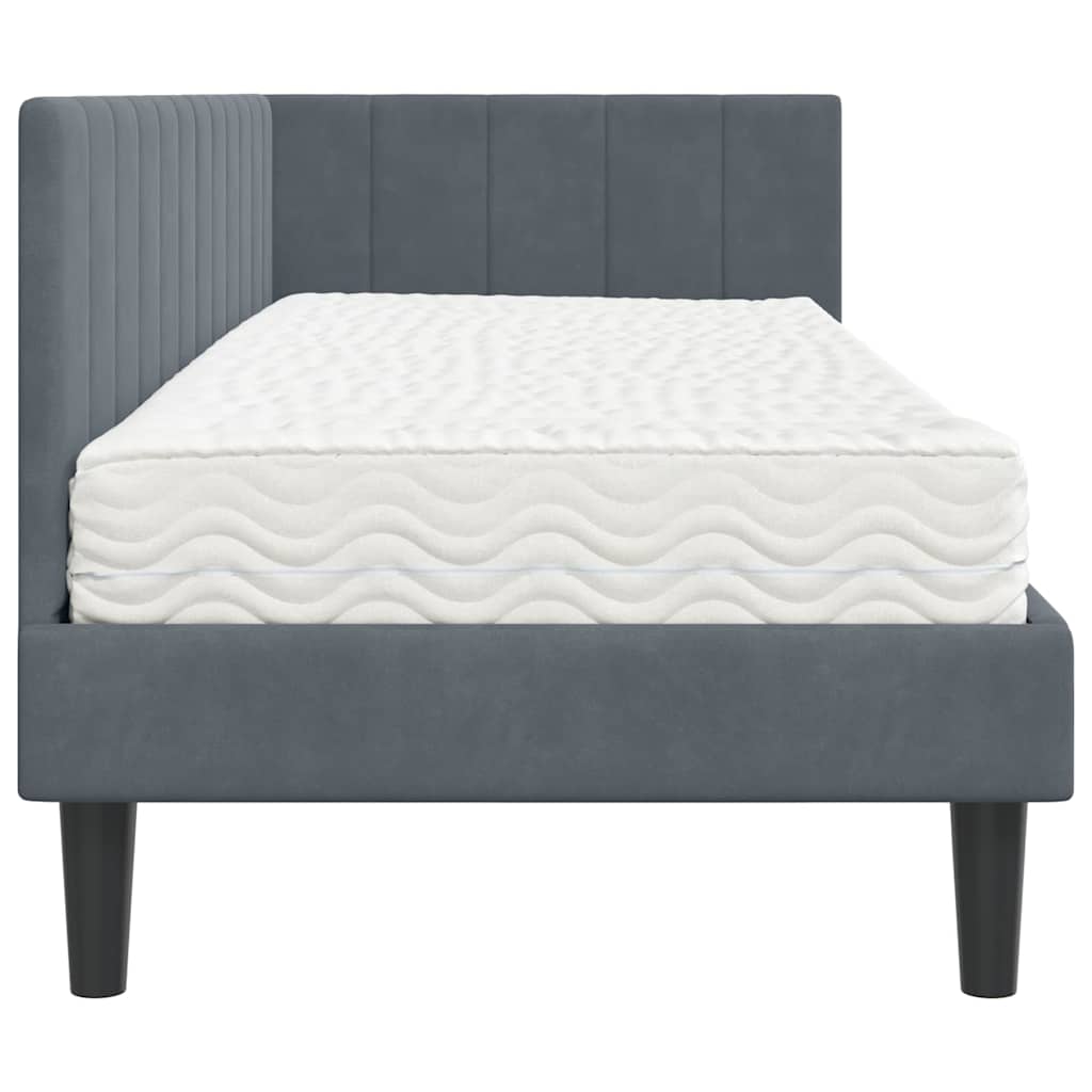 Κρεβάτι γωνίας με στρώμα με στρώμα 2 pcs Γκρι Βελούδο - Pakobazaar