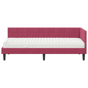 Κρεβάτι γωνίας με στρώμα με κεφαλάρι 2 pcs Πράσινο Βελούδο - Pakobazaar