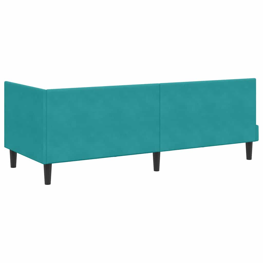 Κρεβάτι γωνίας με στρώμα με κεφαλάρι 2 pcs Τιρκουάζ Βελούδο - Pakobazaar