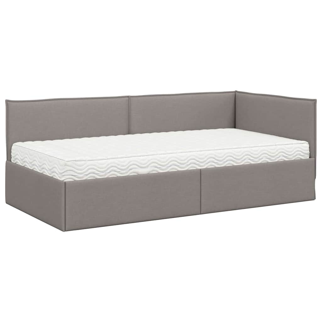Κρεβάτι γωνίας με στρώμα 2 τμχ. Taupe 90 x 190 cm Βελούδο - Pakobazaar