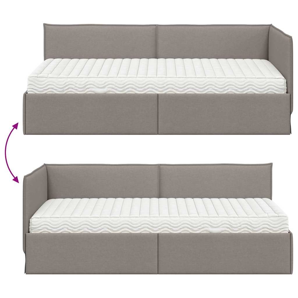 Κρεβάτι γωνίας με στρώμα 2 τμχ. Taupe 90 x 190 cm Βελούδο - Pakobazaar