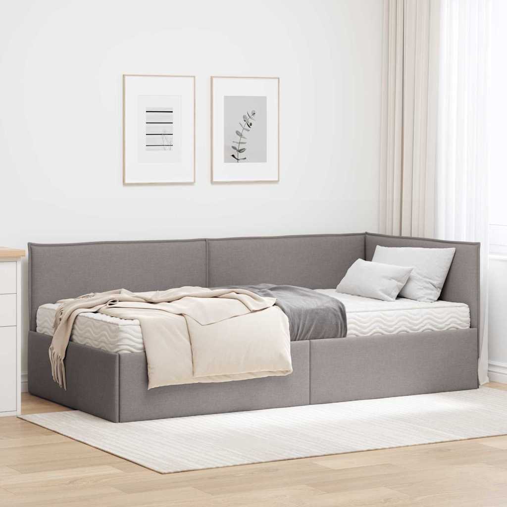 Κρεβάτι γωνίας με στρώμα 2 τμχ. Taupe 100 x 200 cm Βελούδο - Pakobazaar