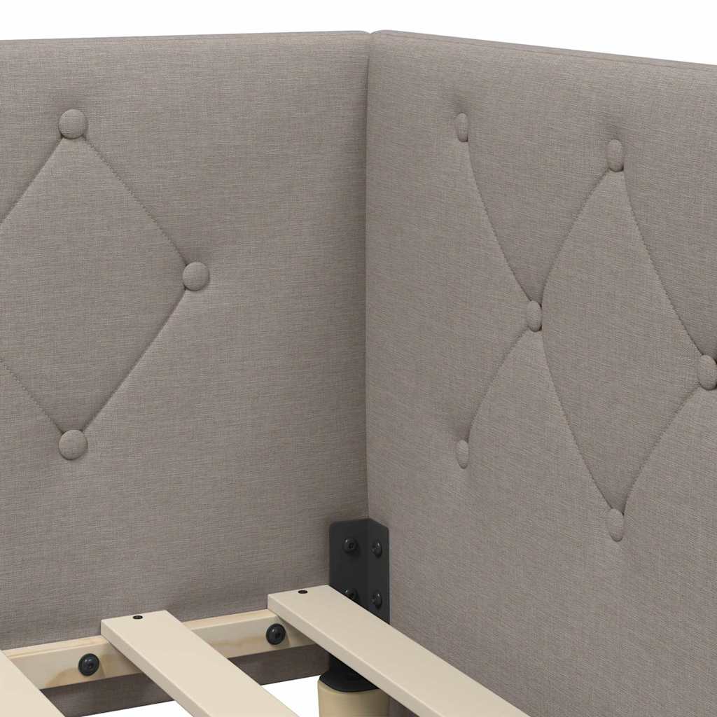 Κρεβάτι Γωνίας με στρώμα με κεφαλάρι Taupe 80 x 200 cm ύφασμα - Pakobazaar