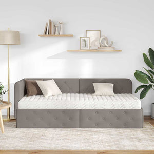Κρεβάτι Γωνίας με στρώμα με κεφαλάρι Taupe 80 x 200 cm ύφασμα - Pakobazaar