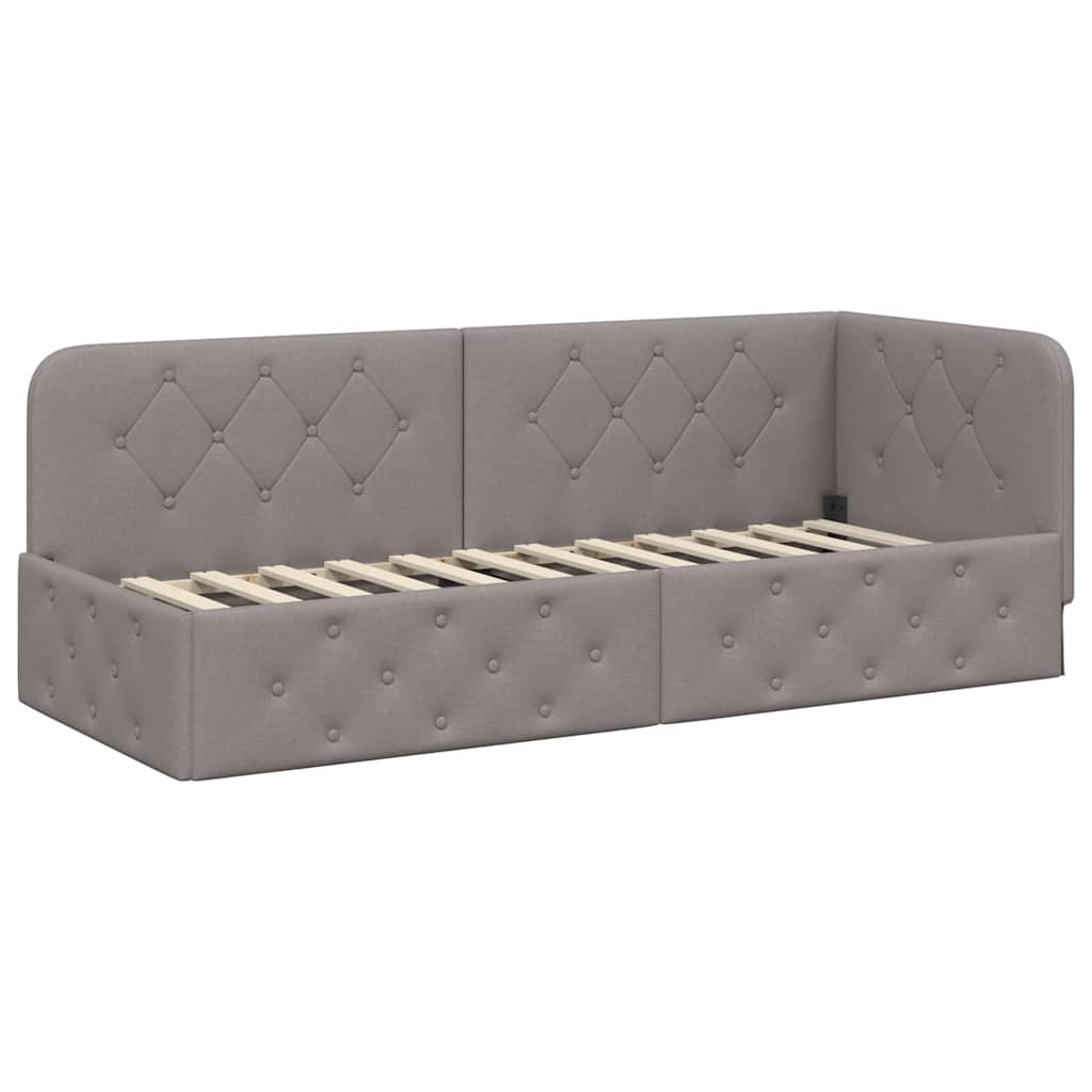 Κρεβάτι Γωνίας με στρώμα με κεφαλάρι Taupe 80 x 200 cm ύφασμα - Pakobazaar