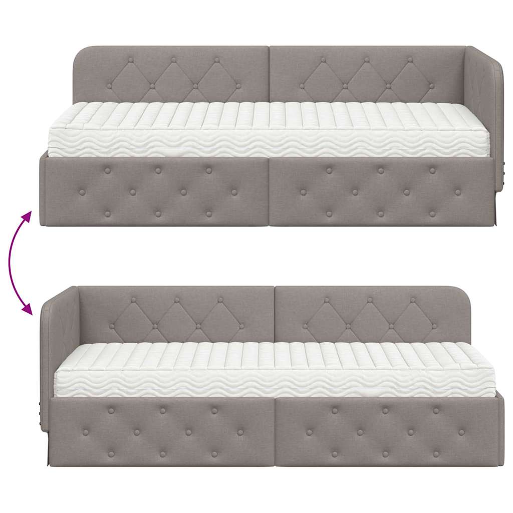 Κρεβάτι Γωνίας με στρώμα με κεφαλάρι Taupe 80 x 200 cm ύφασμα - Pakobazaar
