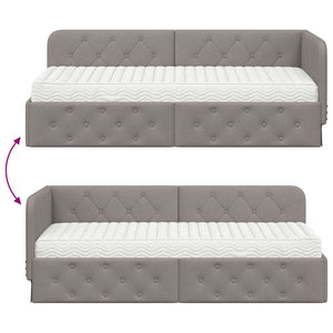 Κρεβάτι Γωνίας με στρώμα με κεφαλάρι Taupe 80 x 200 cm ύφασμα - Pakobazaar