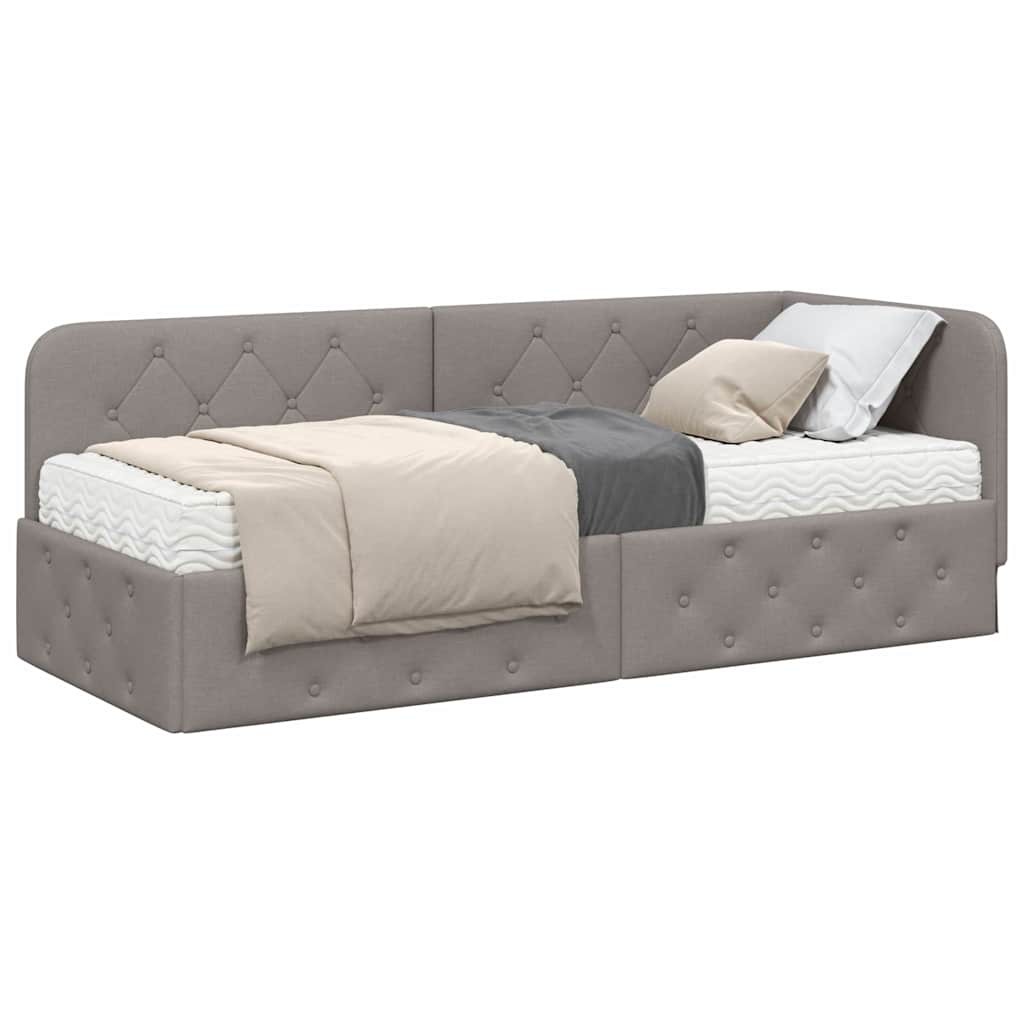 Κρεβάτι Γωνίας με στρώμα με κεφαλάρι Taupe 80 x 200 cm ύφασμα - Pakobazaar