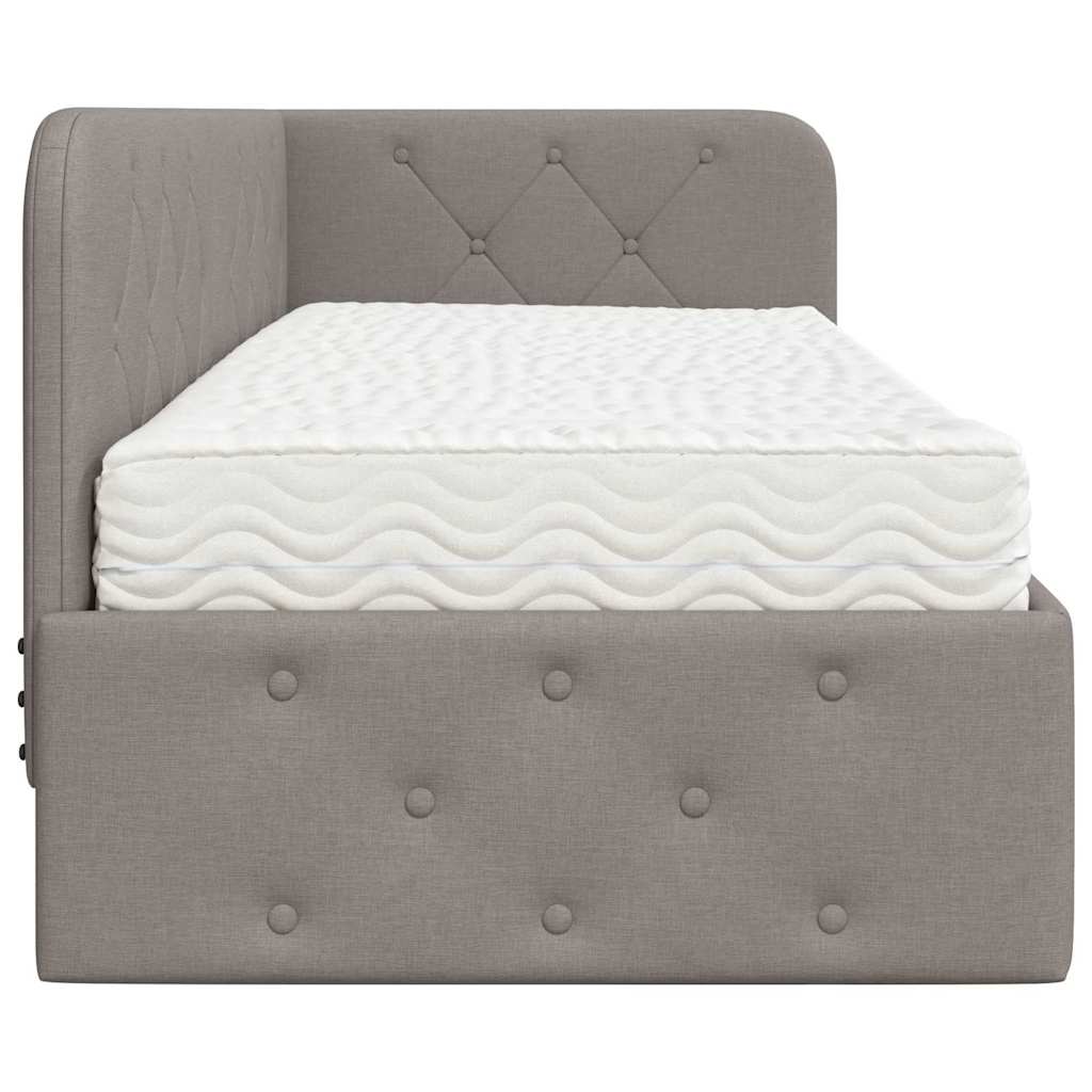 Κρεβάτι Γωνίας με στρώμα με κεφαλάρι Taupe 80 x 200 cm ύφασμα - Pakobazaar