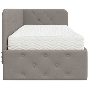 Κρεβάτι Γωνίας με στρώμα με κεφαλάρι Taupe 80 x 200 cm ύφασμα - Pakobazaar