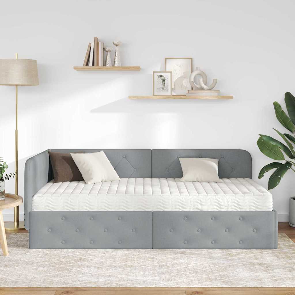 Κρεβάτι Γωνίας Ανοιχτό γκρι 90 x 190 cm ύφασμα