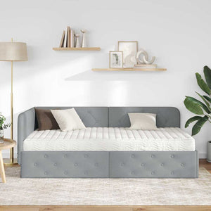 Κρεβάτι Γωνίας Ανοιχτό γκρι 90 x 190 cm ύφασμα