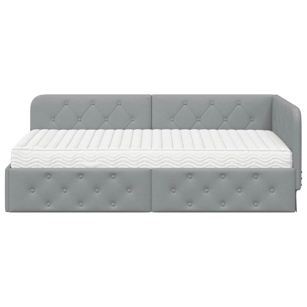 Κρεβάτι Γωνίας Ανοιχτό γκρι 90 x 190 cm ύφασμα