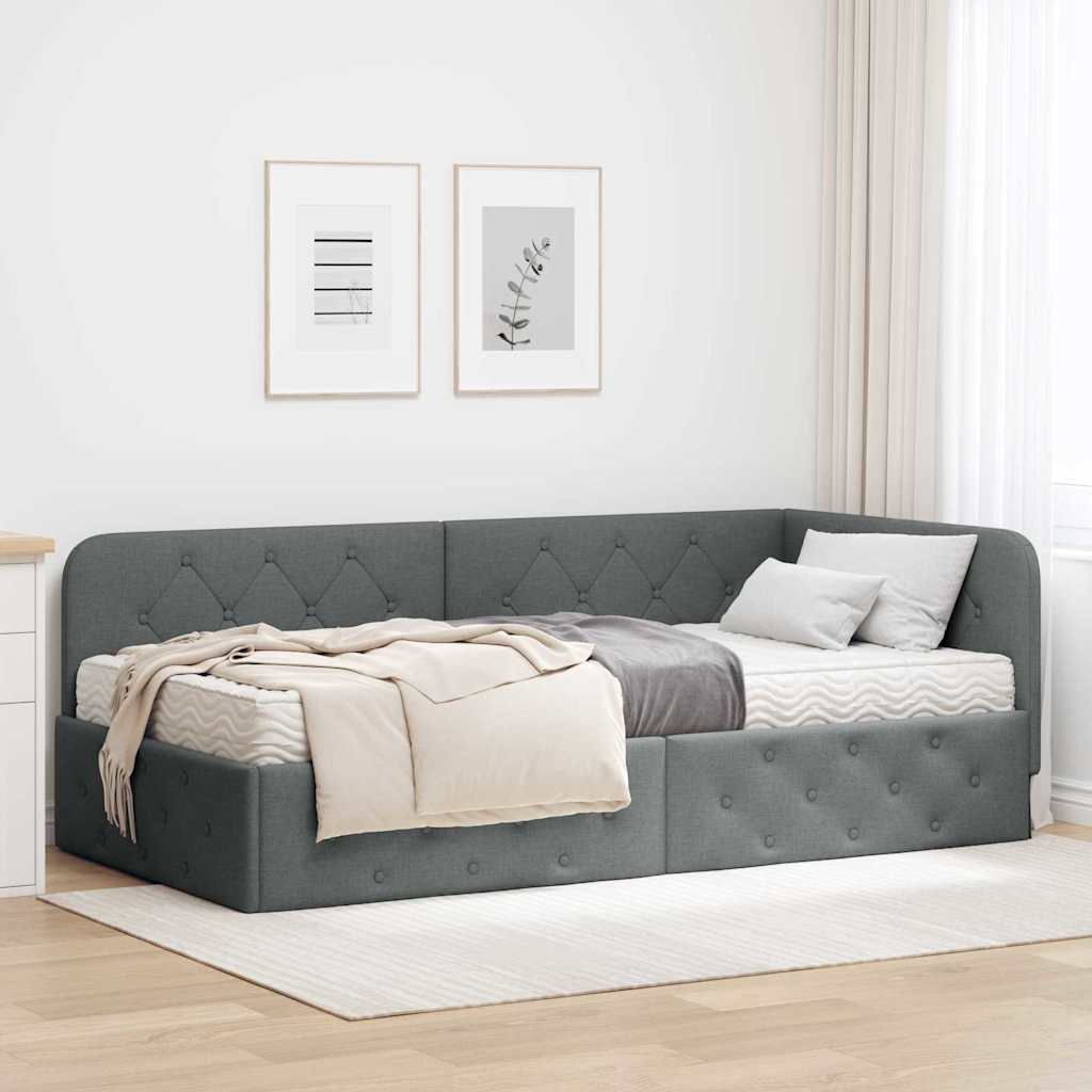 Κρεβάτι Γωνίας Σκούρο Γκρι 90 x 190 cm ύφασμα