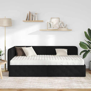 Κρεβάτι Γωνίας Μαύρο 90 x 190 cm ύφασμα