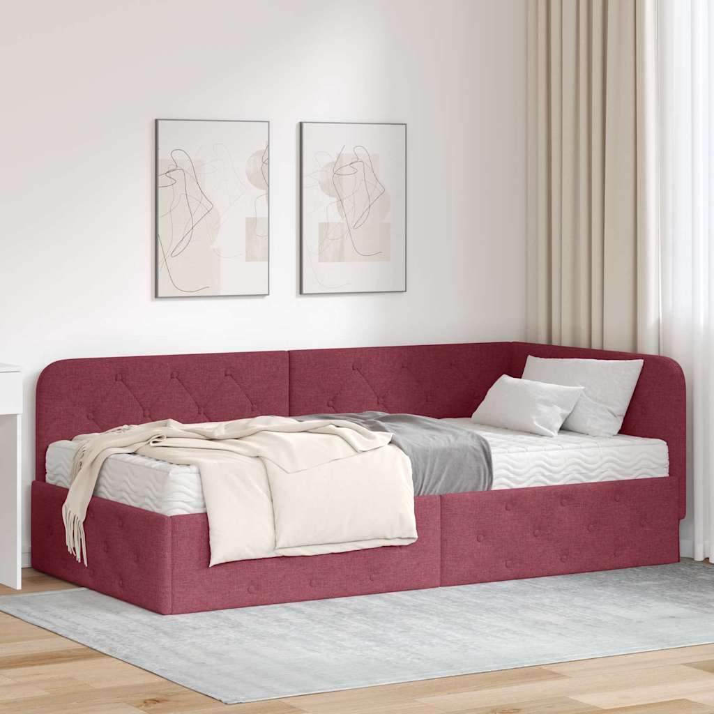 Κρεβάτι Γωνίας Κόκκινο 90 x 190 cm ύφασμα