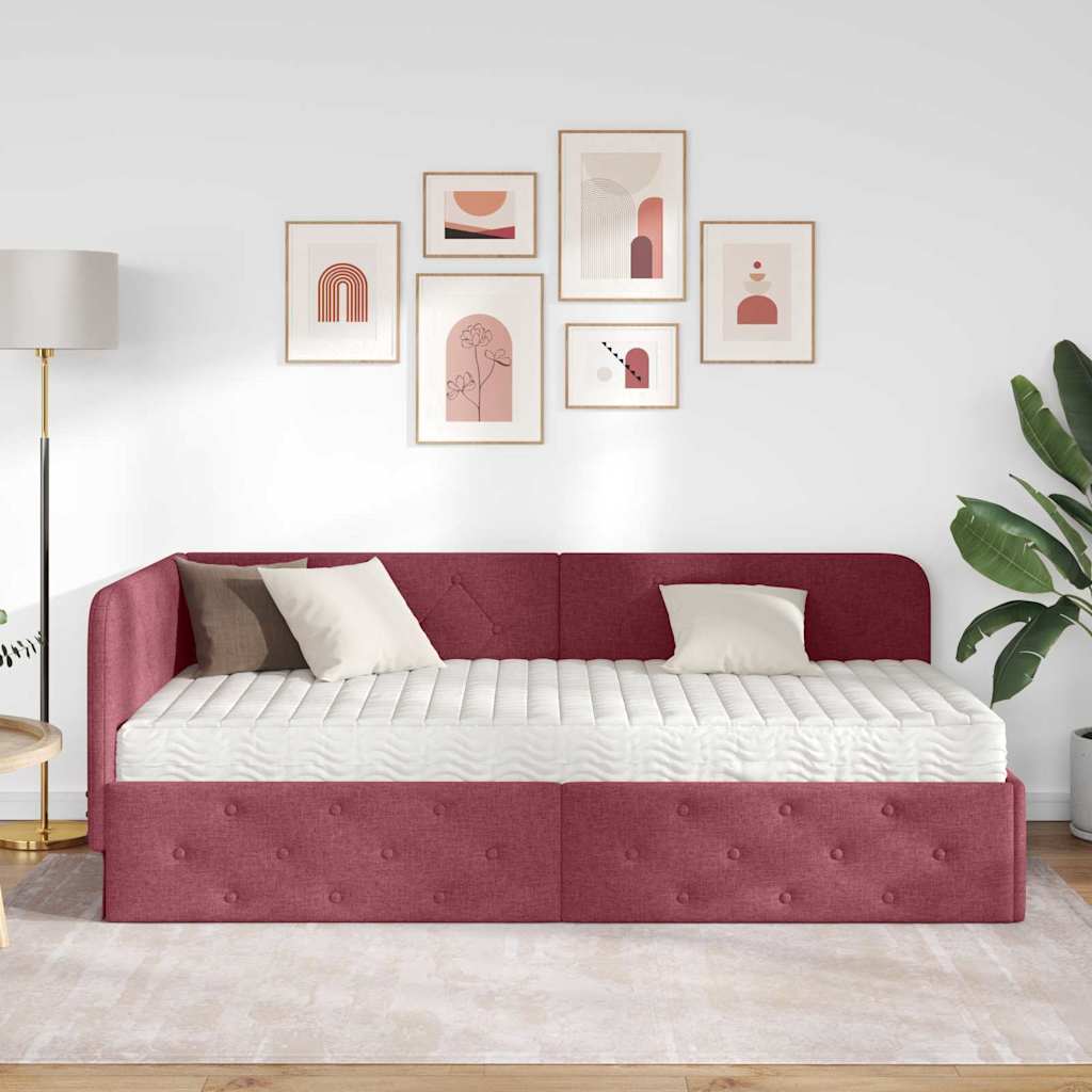 Κρεβάτι Γωνίας Κόκκινο 90 x 190 cm ύφασμα