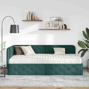 Κρεβάτι Γωνίας Σκούρο Πράσινο 90 x 190 cm ύφασμα