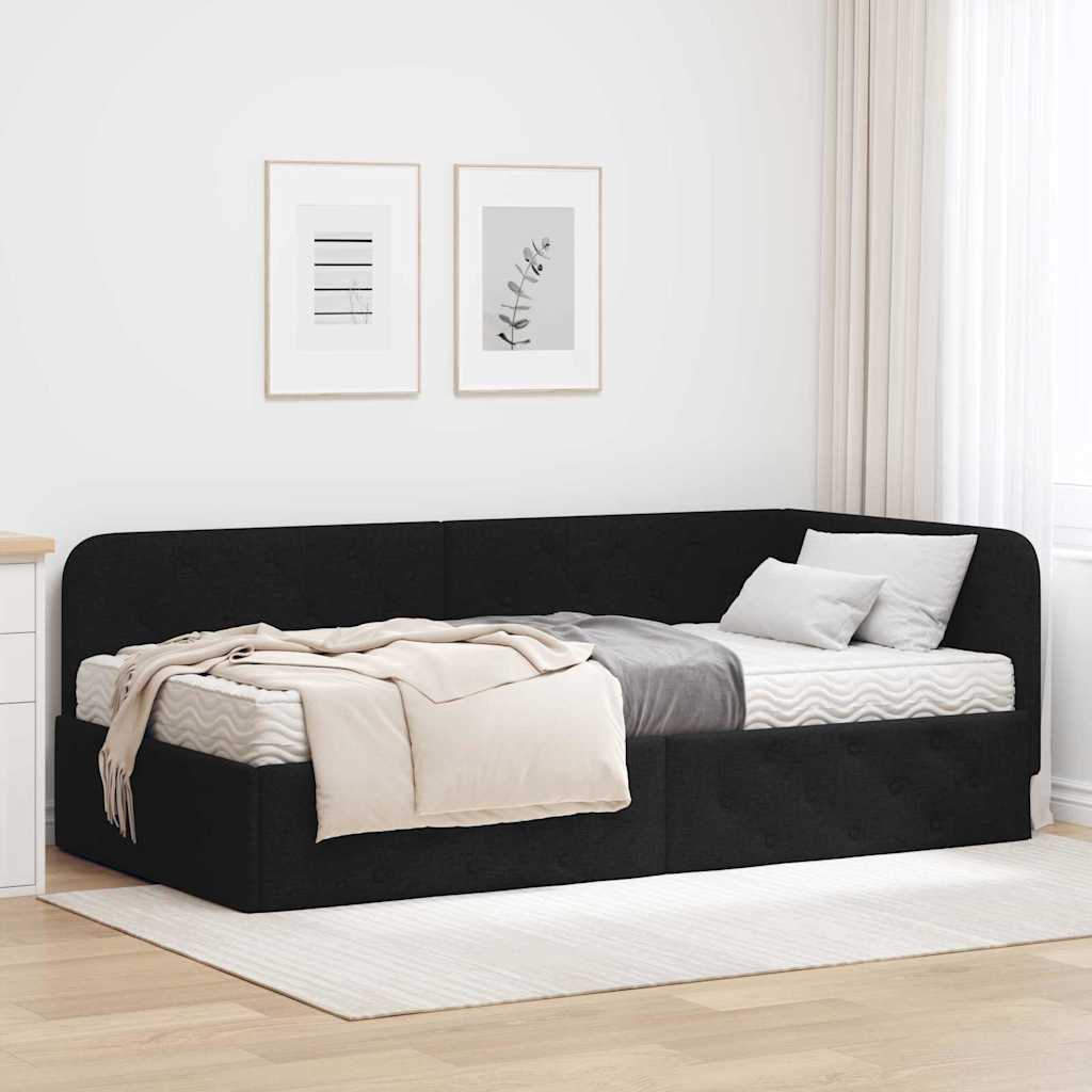 Κρεβάτι Γωνίας Μαύρο 90 x 200 cm ύφασμα