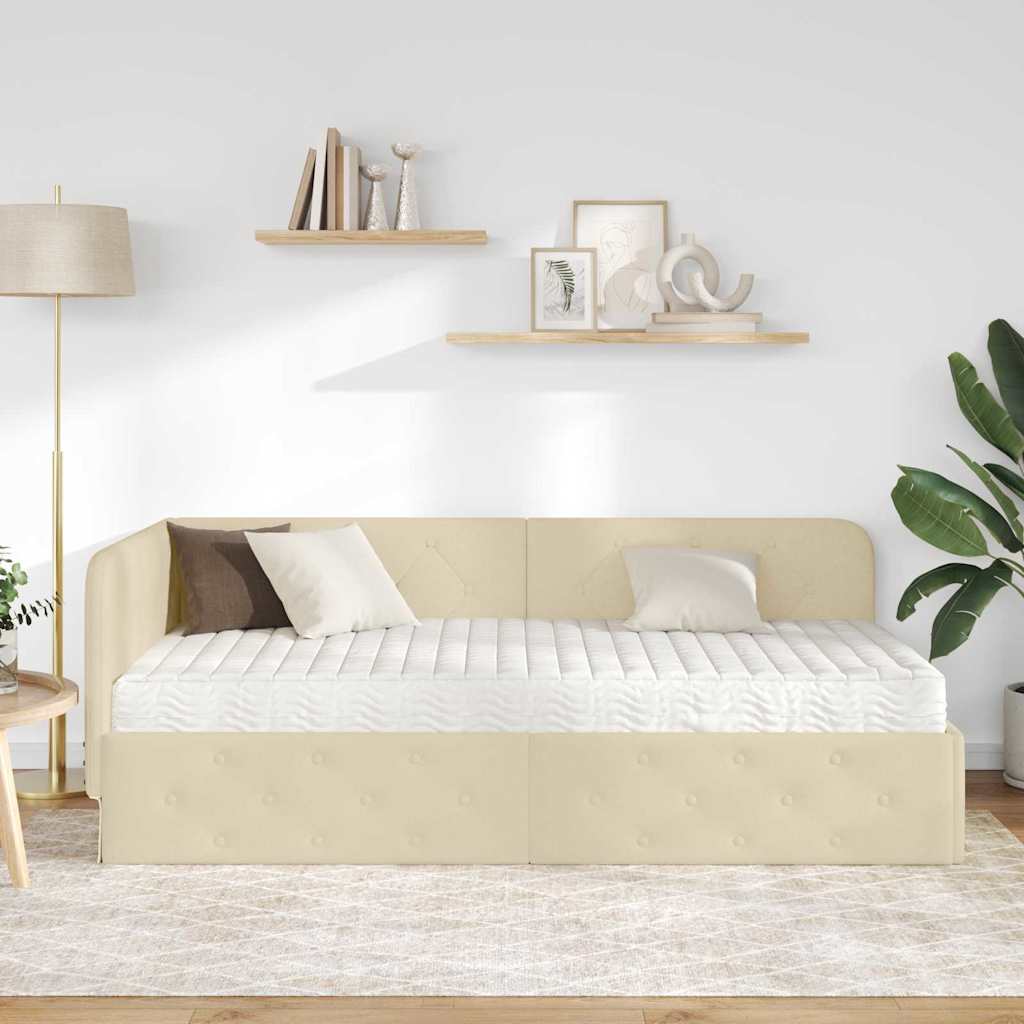 Κρεβάτι Γωνίας Κρεμ 90 x 200 cm ύφασμα