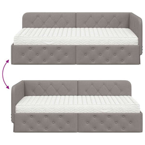 Κρεβάτι Γωνίας με στρώμα με κεφαλάρι Taupe 100 x 200 cm ύφασμα - Pakobazaar