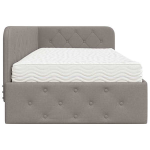 Κρεβάτι Γωνίας με στρώμα με κεφαλάρι Taupe 100 x 200 cm ύφασμα - Pakobazaar
