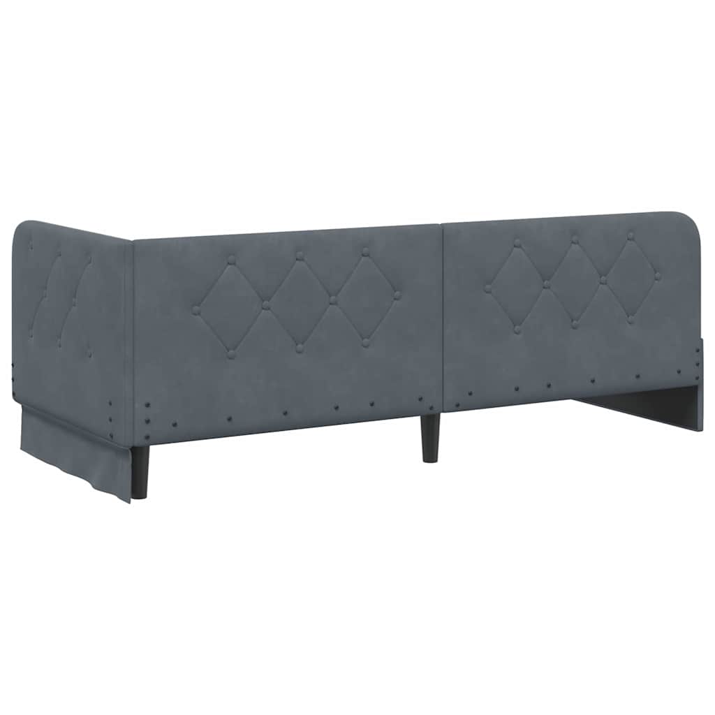 Κρεβάτι Γωνίας με στρώμα Σκούρο Γκρι 80 x 200 cm Βελούδο - Pakobazaar
