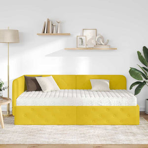 Κρεβάτι Γωνίας Κίτρινο 90 x 190 cm Βελούδο