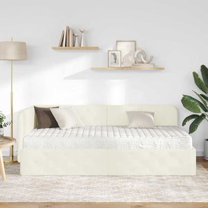 Κρεβάτι Γωνίας Κρεμ 90 x 190 cm Βελούδο