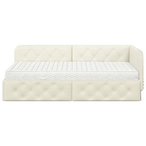 Κρεβάτι Γωνίας Κρεμ 90 x 190 cm Βελούδο