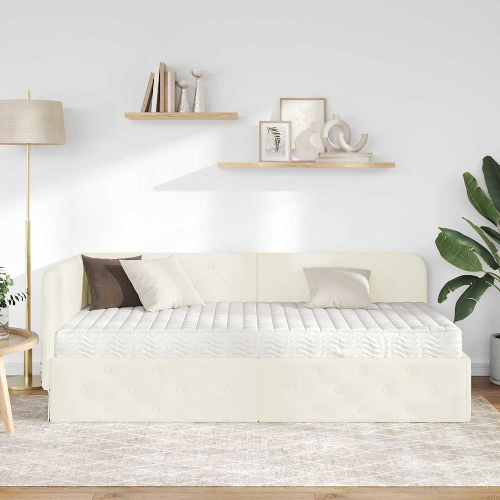 Κρεβάτι Γωνίας Κρεμ 90 x 200 cm Βελούδο