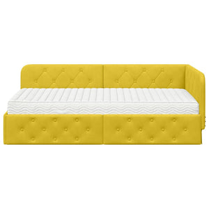 Κρεβάτι Γωνίας με στρώμα Κίτρινο 100 x 200 cm Βελούδο - Pakobazaar