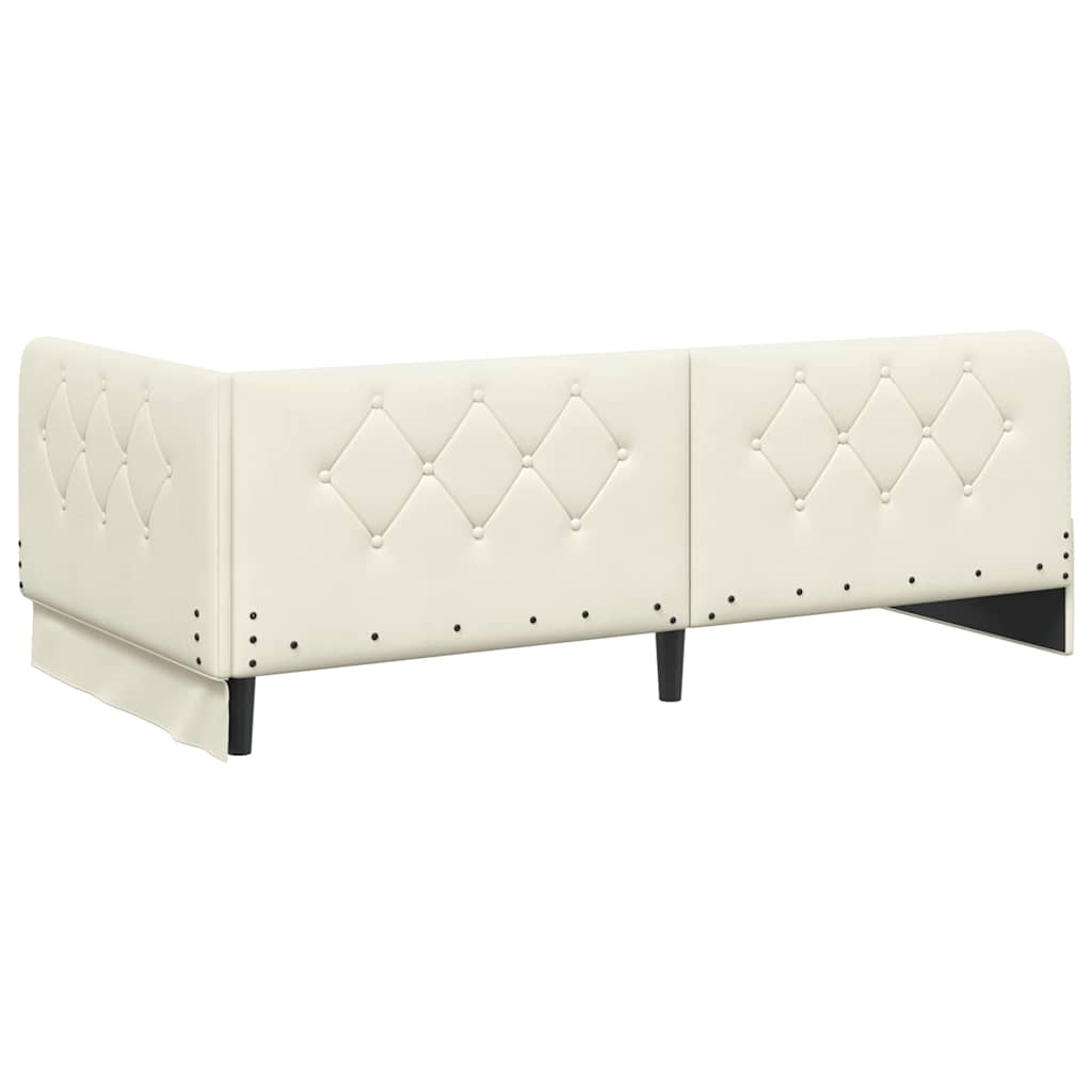 Κρεβάτι Γωνίας με στρώμα με κεφαλάρι Κρεμ 100 x 200 cm Βελούδο - Pakobazaar