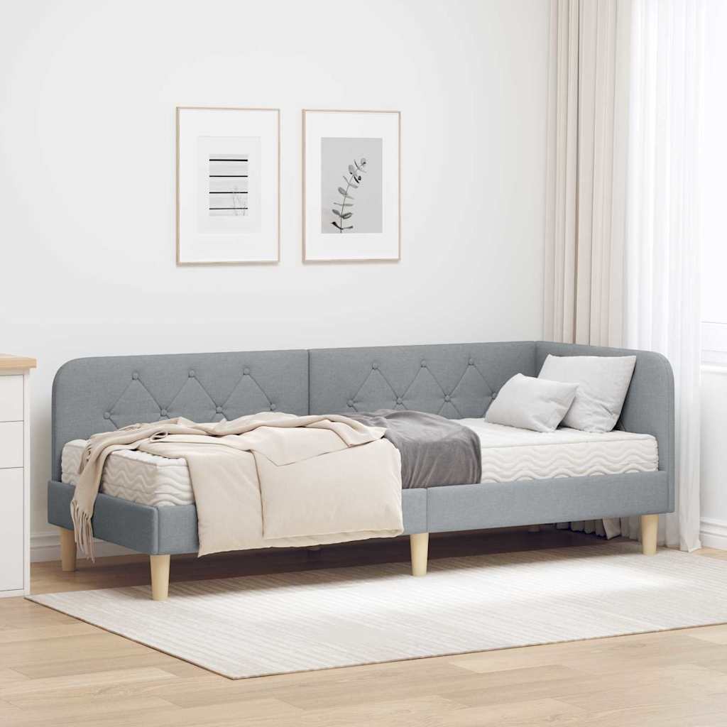 Κρεβάτι Γωνίας με στρώμα Ανοιχτό γκρι 80 x 200 cm ύφασμα - Pakobazaar