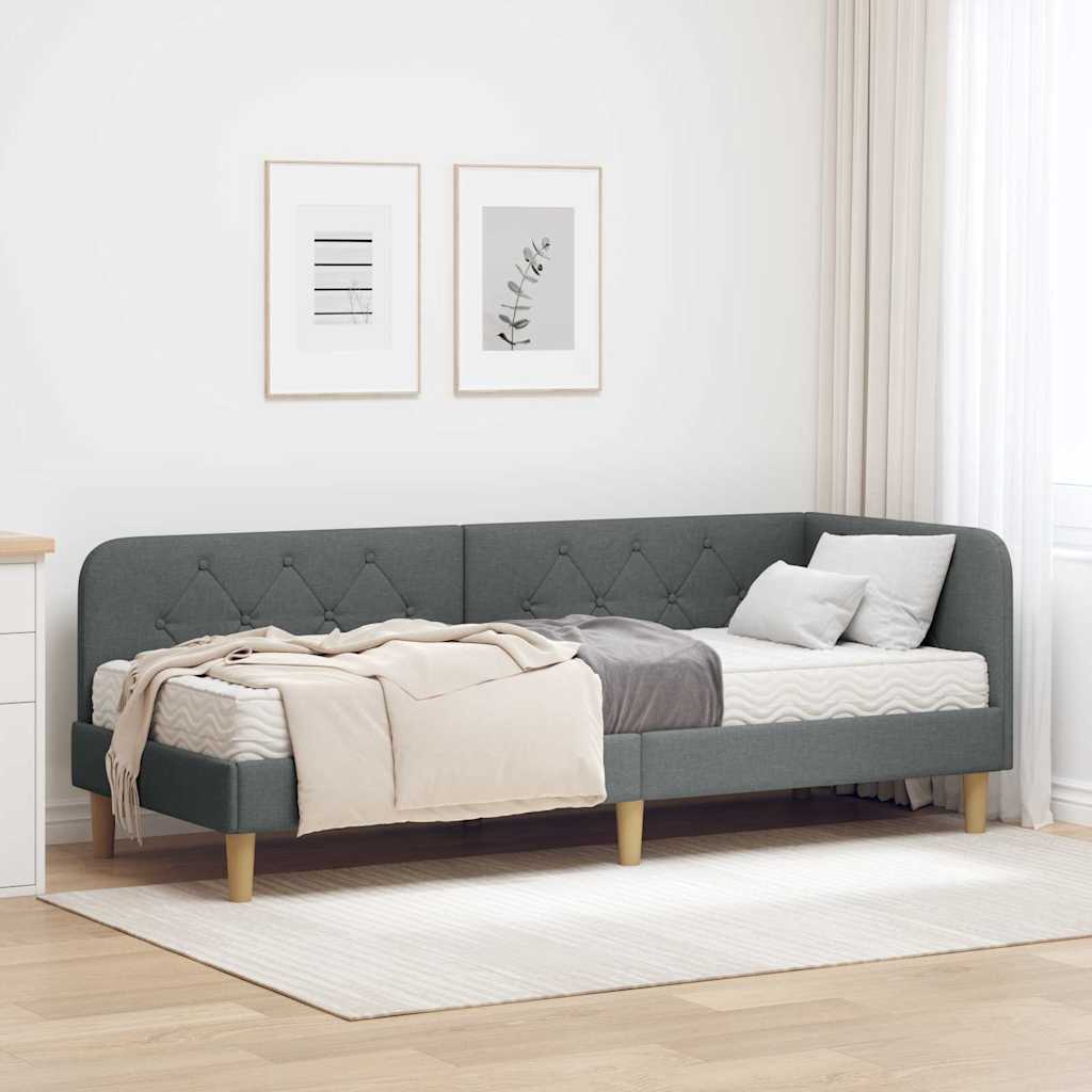 Κρεβάτι Γωνίας με στρώμα Σκούρο Γκρι 80 x 200 cm ύφασμα - Pakobazaar