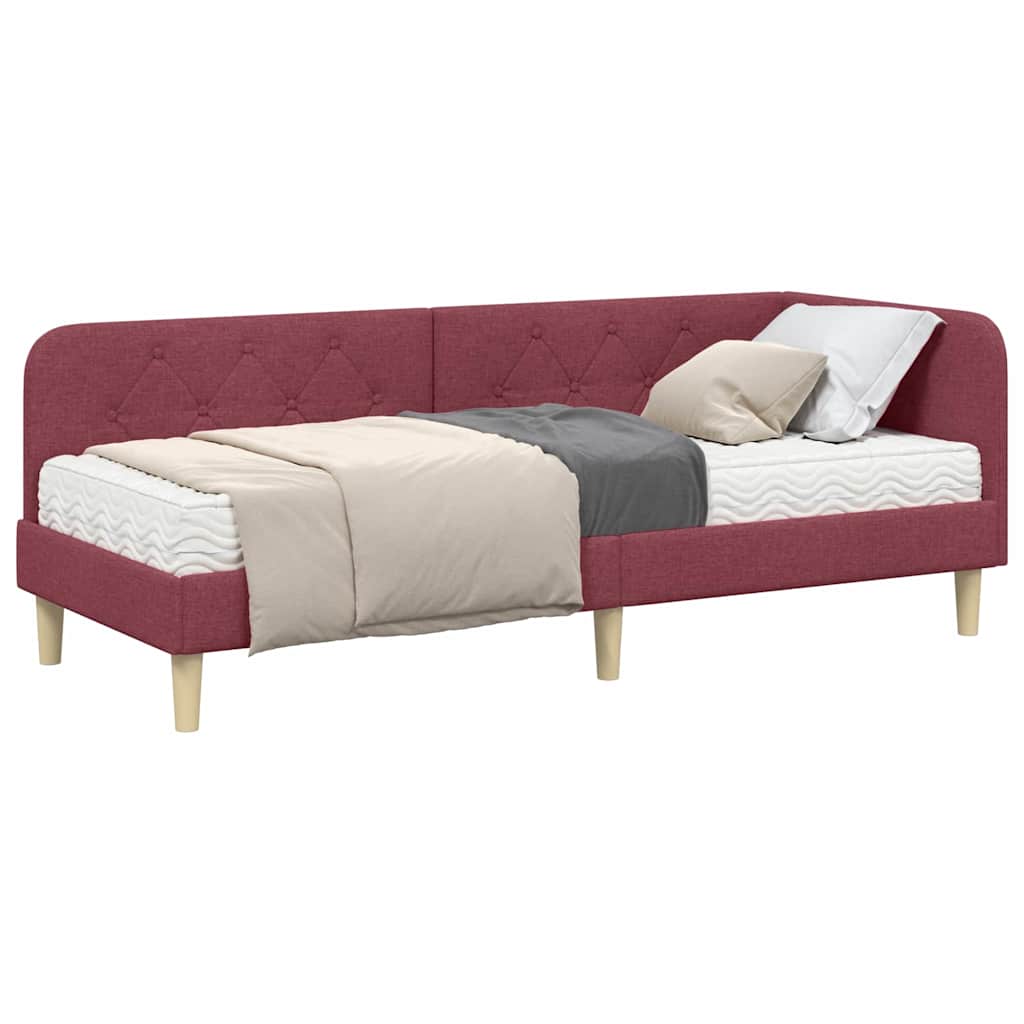 Κρεβάτι Γωνίας με στρώμα με κεφαλάρι Κόκκινο 80 x 200 cm ύφασμα - Pakobazaar
