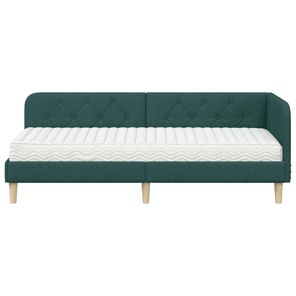 Κρεβάτι Γωνίας με στρώμα Σκούρο Πράσινο 80 x 200 cm ύφασμα - Pakobazaar