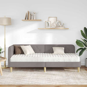 Κρεβάτι Γωνίας με στρώμα με κεφαλάρι Taupe 80 x 200 cm ύφασμα - Pakobazaar