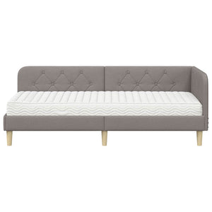Κρεβάτι Γωνίας με στρώμα με κεφαλάρι Taupe 80 x 200 cm ύφασμα - Pakobazaar