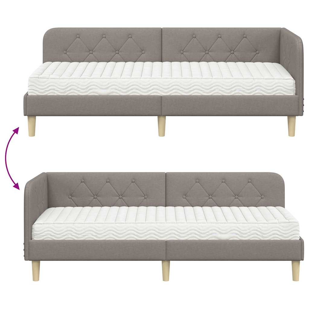Κρεβάτι Γωνίας με στρώμα με κεφαλάρι Taupe 80 x 200 cm ύφασμα - Pakobazaar